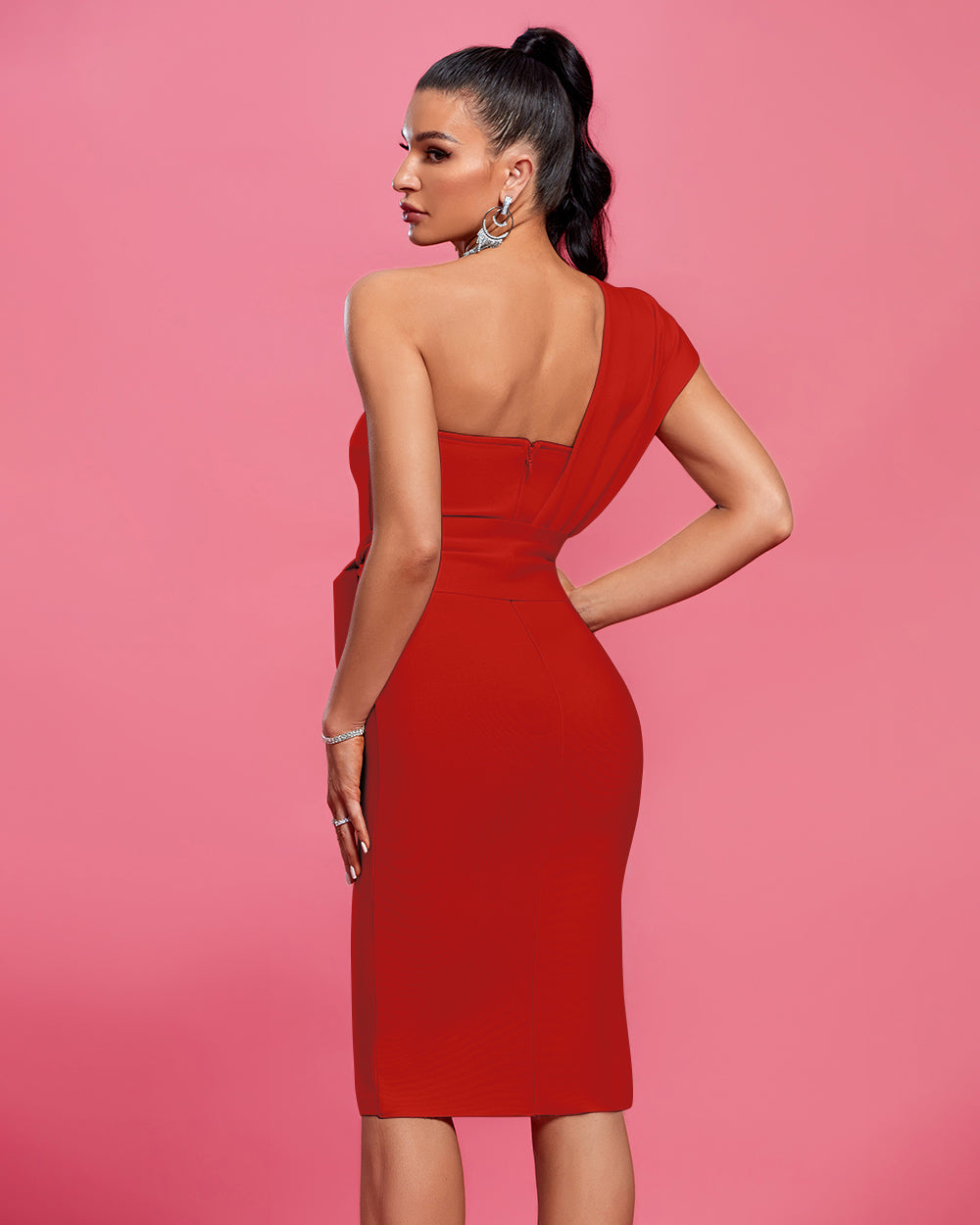 Undine Beaumont — Chic One-Shoulder Belted Bandage Dress for Your Next Party, alternate view 2
