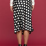 RENEE C Polka Dot Satin Midi Skirt - Opulent EmpireRENEE C Polka Dot Satin Midi SkirtOpulent Empire