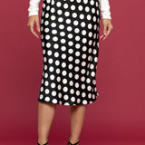 RENEE C Polka Dot Satin Midi Skirt - Opulent EmpireRENEE C Polka Dot Satin Midi SkirtOpulent Empire