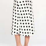 RENEE C Polka Dot Satin Midi Skirt - Opulent EmpireRENEE C Polka Dot Satin Midi SkirtOpulent Empire