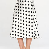 RENEE C Polka Dot Satin Midi Skirt - Opulent EmpireRENEE C Polka Dot Satin Midi SkirtOpulent Empire