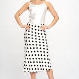 RENEE C Polka Dot Satin Midi Skirt - Opulent EmpireRENEE C Polka Dot Satin Midi SkirtOpulent Empire