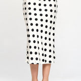 RENEE C Polka Dot Satin Midi Skirt - Opulent EmpireRENEE C Polka Dot Satin Midi SkirtOpulent Empire