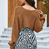 Rib-Knit Cropped Poncho - Opulent EmpireRib-Knit Cropped PonchoOpulent EmpireClothing