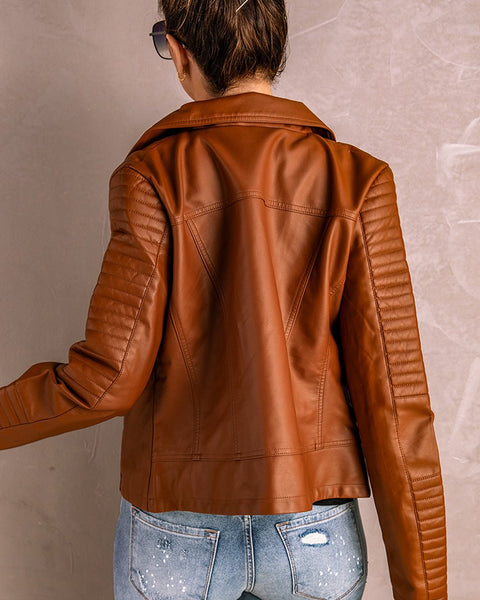 Ribbed Faux Leather Jacket - Opulent EmpireRibbed Faux Leather JacketOpulent Empire