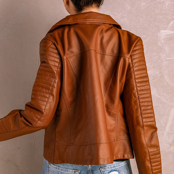 Ribbed Faux Leather Jacket - Opulent EmpireRibbed Faux Leather JacketOpulent Empire