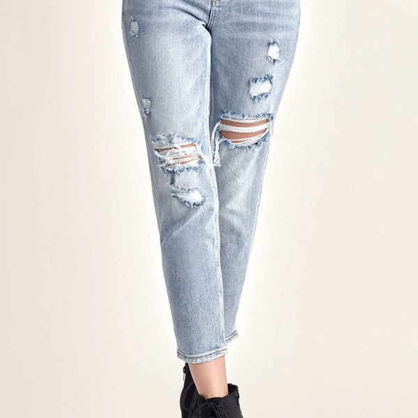 RISEN Distressed Slim Cropped Jeans - Opulent EmpireRISEN Distressed Slim Cropped JeansOpulent Empire