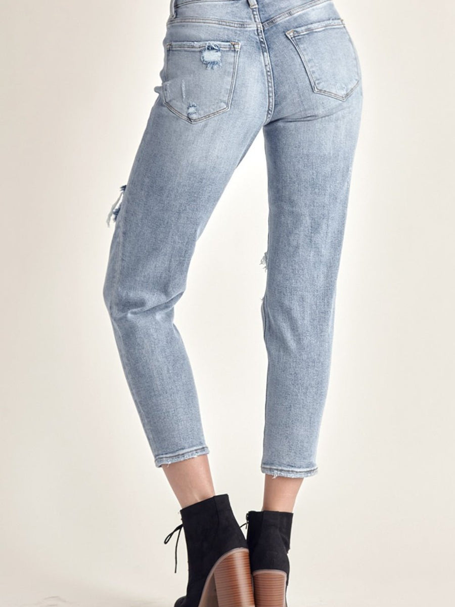 RISEN Distressed Slim Cropped Jeans - Opulent EmpireRISEN Distressed Slim Cropped JeansOpulent Empire