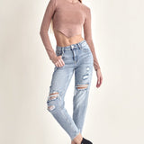 RISEN Distressed Slim Cropped Jeans - Opulent EmpireRISEN Distressed Slim Cropped JeansOpulent Empire