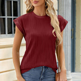 Round Neck Cap Sleeve T-Shirt - Opulent EmpireRound Neck Cap Sleeve T-ShirtOpulent Empire