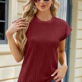 Round Neck Cap Sleeve T-Shirt - Opulent EmpireRound Neck Cap Sleeve T-ShirtOpulent Empire