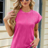 Round Neck Cap Sleeve T-Shirt - Opulent EmpireRound Neck Cap Sleeve T-ShirtOpulent Empire