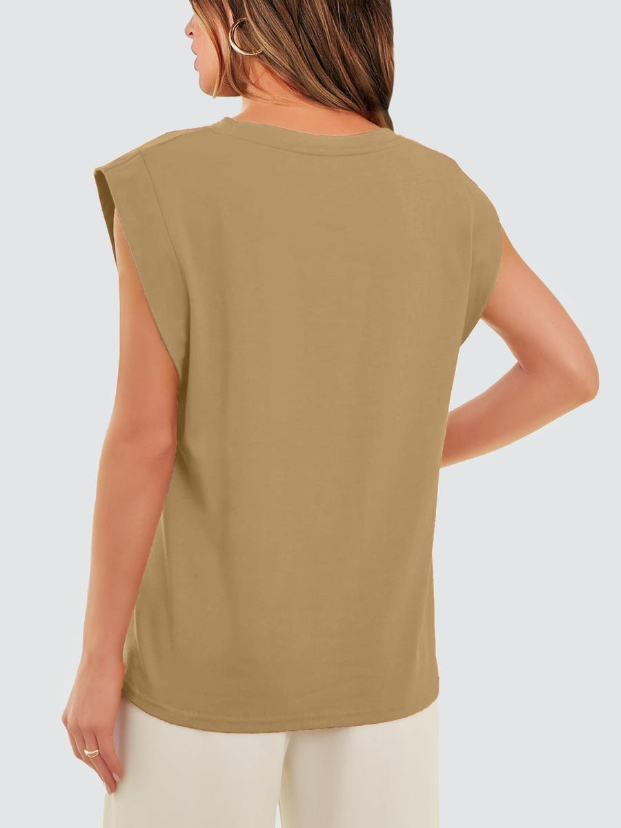 Round Neck Cap Sleeve Tank - Opulent EmpireRound Neck Cap Sleeve TankOpulent Empire