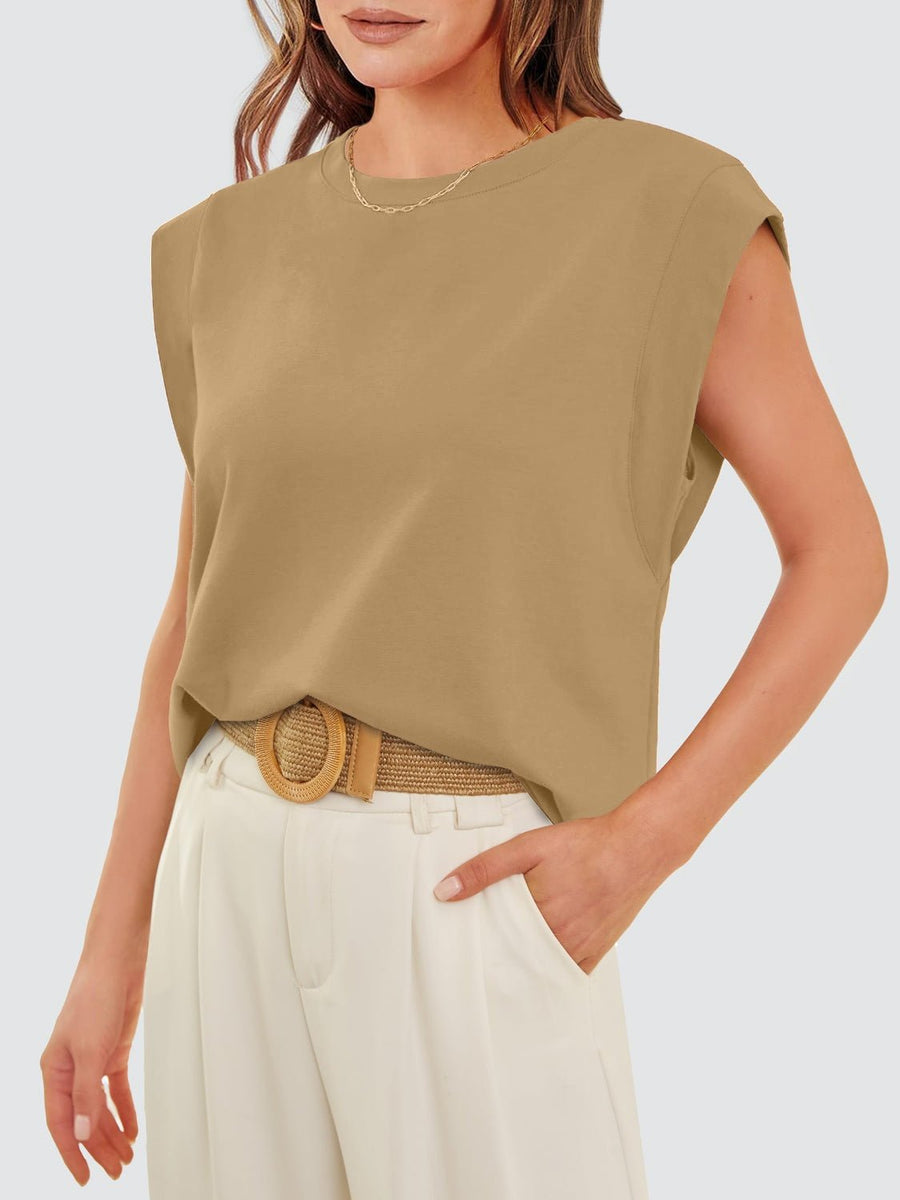 Round Neck Cap Sleeve Tank - Opulent EmpireRound Neck Cap Sleeve TankOpulent Empire