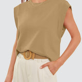 Round Neck Cap Sleeve Tank - Opulent EmpireRound Neck Cap Sleeve TankOpulent Empire