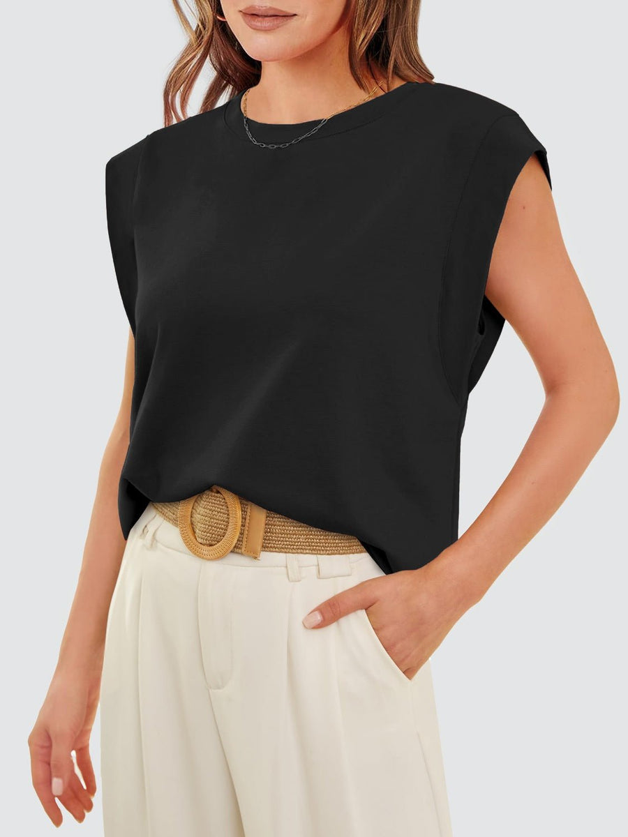 Round Neck Cap Sleeve Tank - Opulent EmpireRound Neck Cap Sleeve TankOpulent Empire