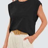 Round Neck Cap Sleeve Tank - Opulent EmpireRound Neck Cap Sleeve TankOpulent Empire