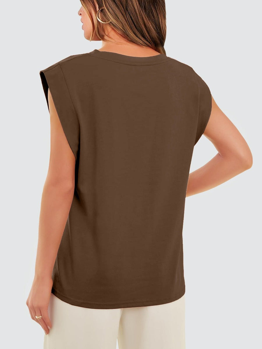 Round Neck Cap Sleeve Tank - Opulent EmpireRound Neck Cap Sleeve TankOpulent Empire