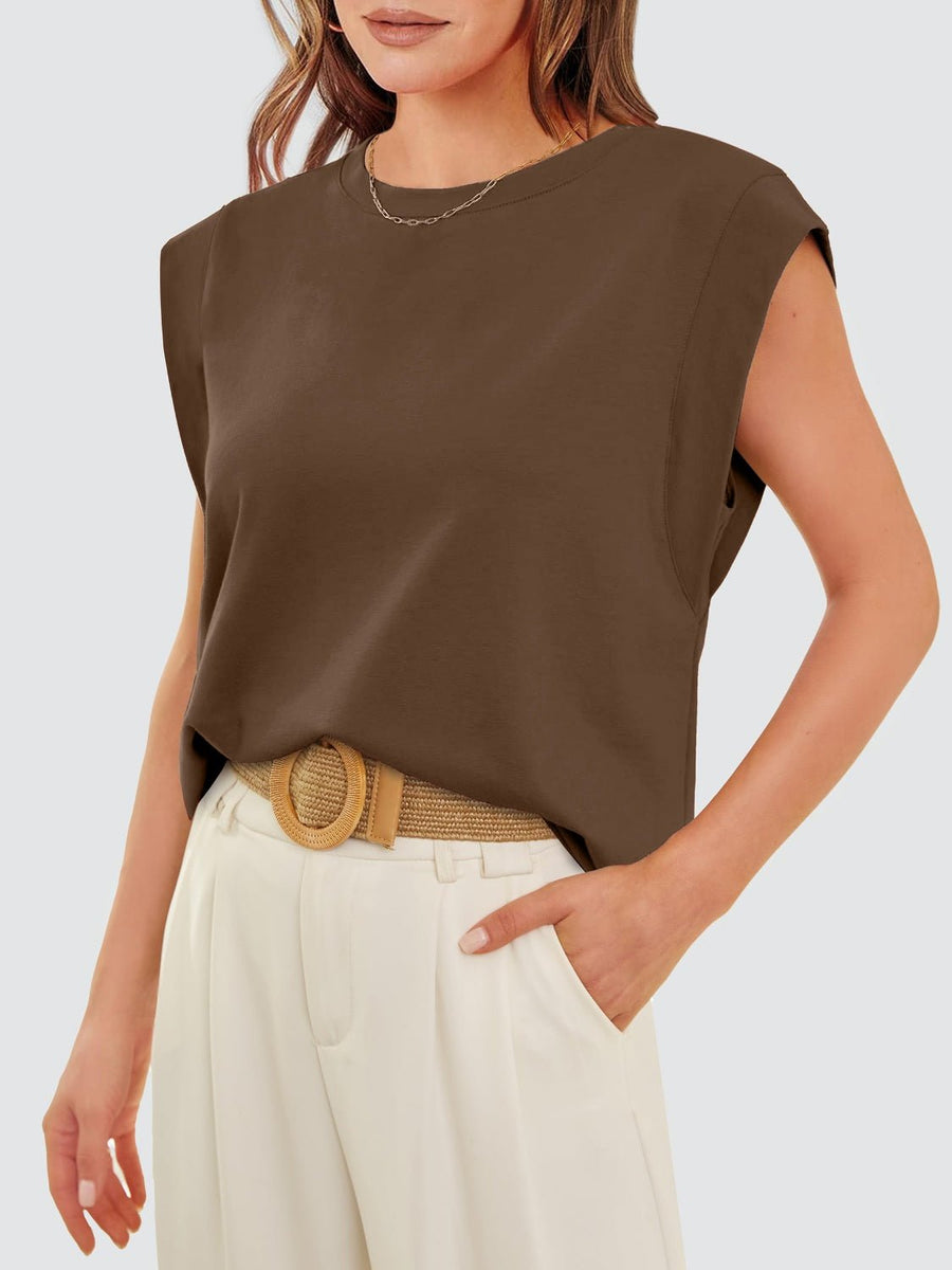 Round Neck Cap Sleeve Tank - Opulent EmpireRound Neck Cap Sleeve TankOpulent Empire