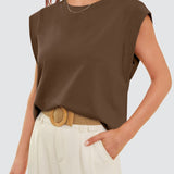 Round Neck Cap Sleeve Tank - Opulent EmpireRound Neck Cap Sleeve TankOpulent Empire