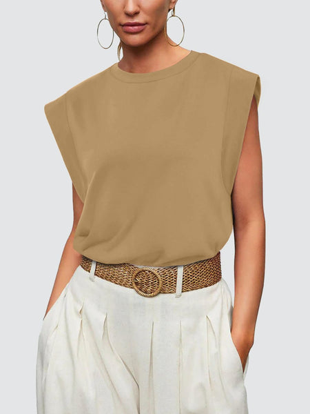 Round Neck Cap Sleeve Tank - Opulent EmpireRound Neck Cap Sleeve TankOpulent Empire