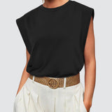 Round Neck Cap Sleeve Tank - Opulent EmpireRound Neck Cap Sleeve TankOpulent Empire