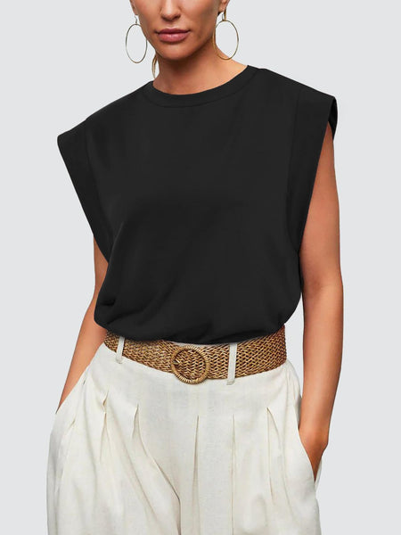 Round Neck Cap Sleeve Tank - Opulent EmpireRound Neck Cap Sleeve TankOpulent Empire