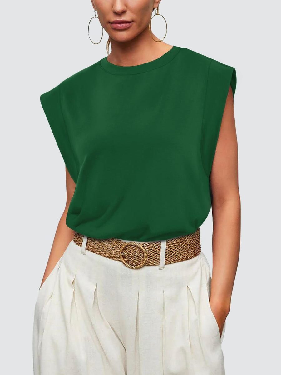 Round Neck Cap Sleeve Tank - Opulent EmpireRound Neck Cap Sleeve TankOpulent Empire