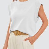 Round Neck Cap Sleeve Tank - Opulent EmpireRound Neck Cap Sleeve TankOpulent Empire