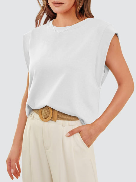 Round Neck Cap Sleeve Tank - Opulent EmpireRound Neck Cap Sleeve TankOpulent Empire