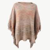 Round Neck Fringe Detail Poncho - Opulent EmpireRound Neck Fringe Detail PonchoOpulent EmpireClothing