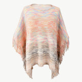 Round Neck Fringe Detail Poncho - Opulent EmpireRound Neck Fringe Detail PonchoOpulent EmpireClothing