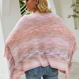 Round Neck Fringe Detail Poncho - Opulent EmpireRound Neck Fringe Detail PonchoOpulent EmpireClothing