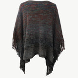 Round Neck Fringe Detail Poncho - Opulent EmpireRound Neck Fringe Detail PonchoOpulent EmpireClothing