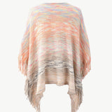 Round Neck Fringe Detail Poncho - Opulent EmpireRound Neck Fringe Detail PonchoOpulent EmpireClothing