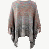 Round Neck Fringe Detail Poncho - Opulent EmpireRound Neck Fringe Detail PonchoOpulent EmpireClothing