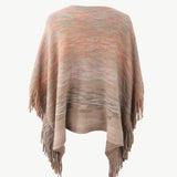 Round Neck Fringe Detail Poncho - Opulent EmpireRound Neck Fringe Detail PonchoOpulent EmpireClothing