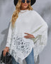 Round Neck Fringe Detail Poncho - Opulent EmpireRound Neck Fringe Detail PonchoOpulent EmpireClothing