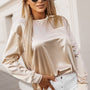 Round Neck Long Sleeve Blouse - Opulent EmpireRound Neck Long Sleeve BlouseOpulent Empire