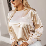 Round Neck Long Sleeve Blouse - Opulent EmpireRound Neck Long Sleeve BlouseOpulent Empire