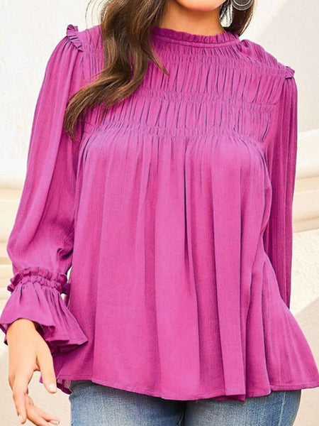 Ruched Blouse Flounce Sleeve Blouse - Opulent EmpireRuched Blouse Flounce Sleeve BlouseOpulent Empire