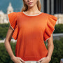 Ruffled Round Neck Knit Top - Opulent EmpireRuffled Round Neck Knit TopOpulent Empire