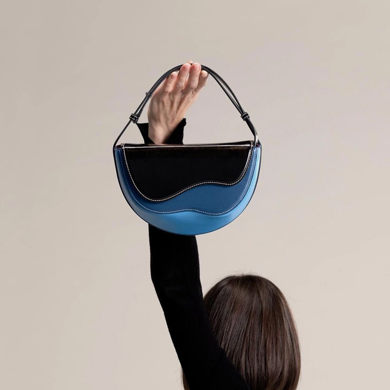 Semicircle Contrast Color Saddle Bag Shoulder Messenger Bag - Opulent Empire