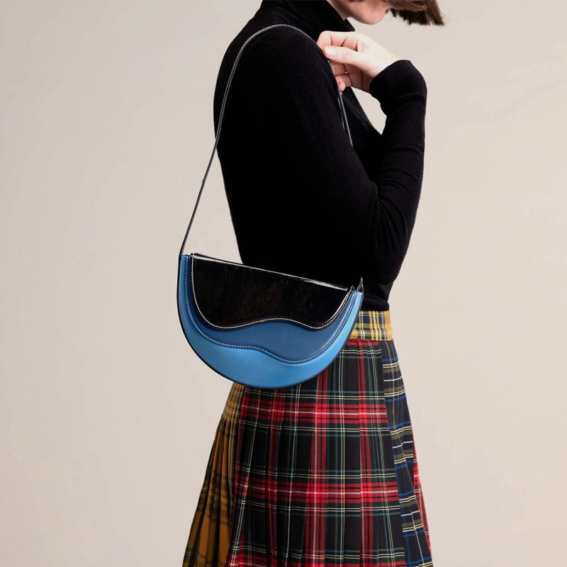 Semicircle Contrast Color Saddle Bag Shoulder Messenger Bag - Opulent Empire