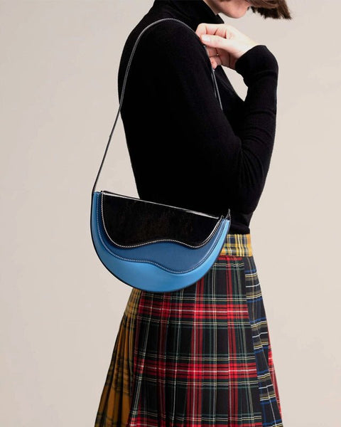 Semicircle Contrast Color Saddle Bag Shoulder Messenger Bag