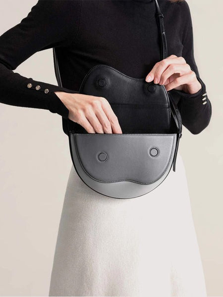 Semicircle Contrast Color Saddle Bag Shoulder Messenger Bag - Opulent Empire