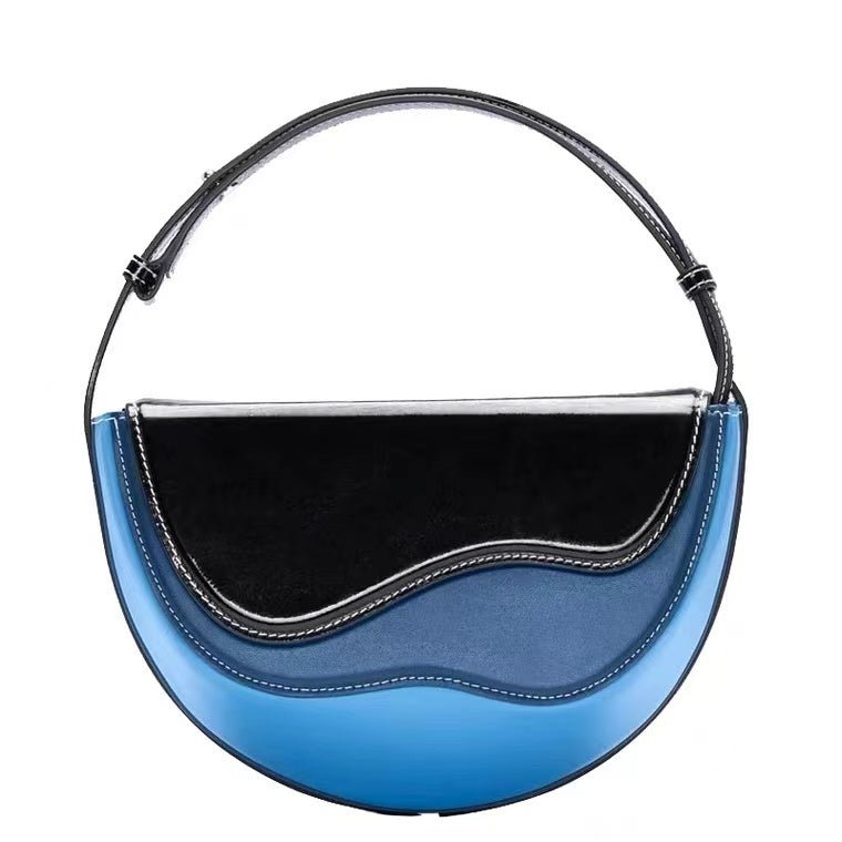 Semicircle Contrast Color Saddle Bag Shoulder Messenger Bag - Opulent Empire