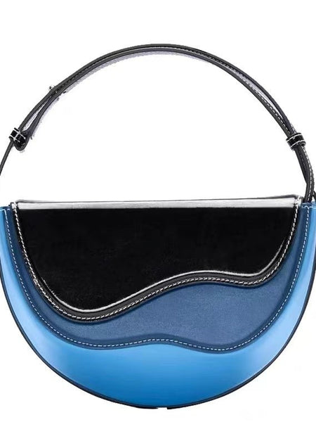 Semicircle Contrast Color Saddle Bag Shoulder Messenger Bag - Opulent Empire