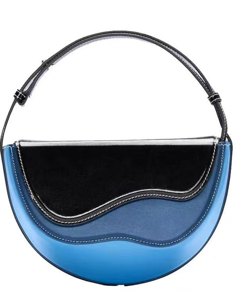 Semicircle Contrast Color Saddle Bag Shoulder Messenger Bag - Opulent Empire