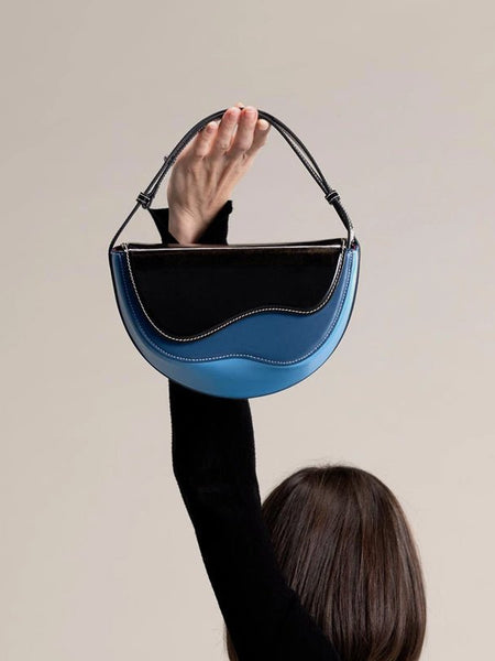 Semicircle Contrast Color Saddle Bag Shoulder Messenger Bag - Opulent Empire